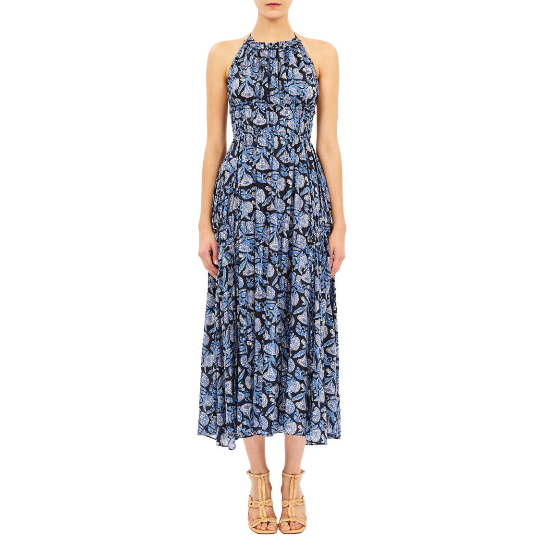 slim fit dress slacks Ulla Johnson Anelise Halter Midi Dress in Zinnia