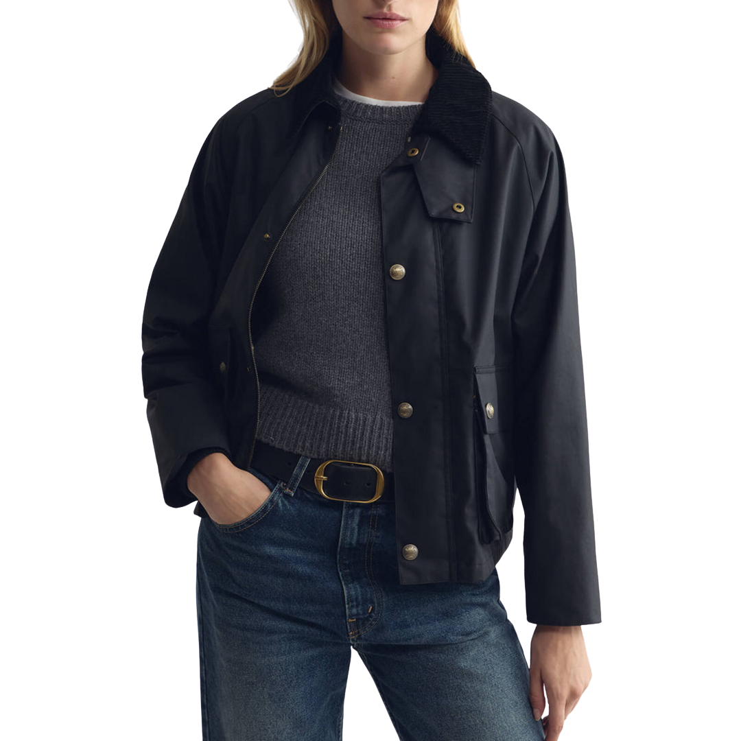 Brinley Waxed Short Parka in Black