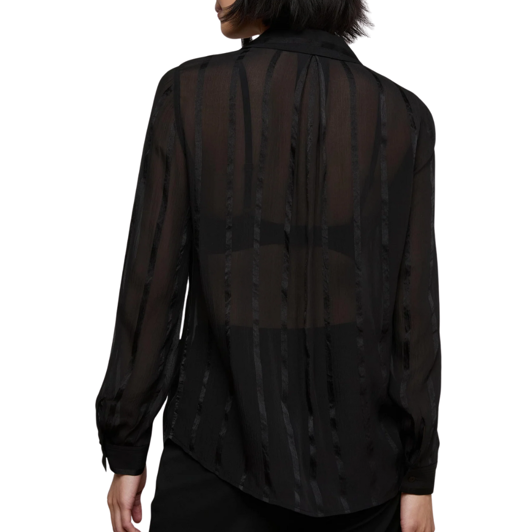 Argo Silk Blouse in Black Pinstripe