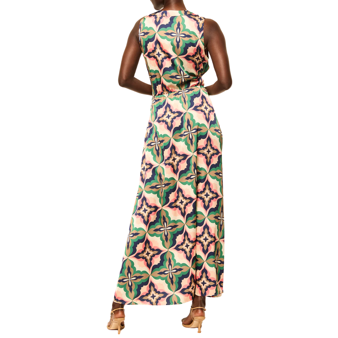 Anabella Dress in Prismatic Tile Coral Satin