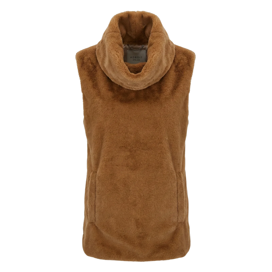Furry Slip-On Faux Fur Dickey in Camel