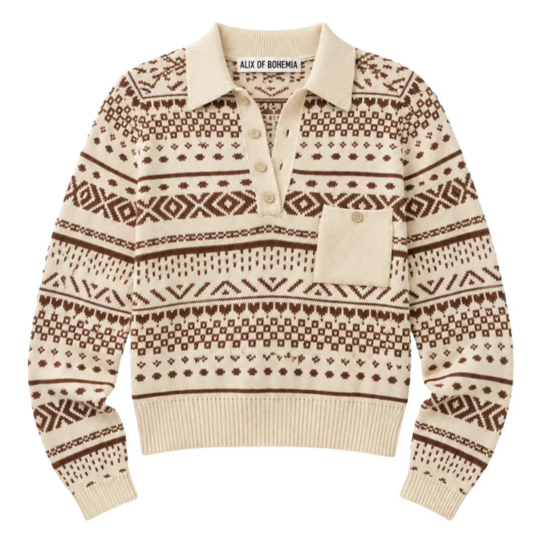 Liza Frost Fair Isle Top in Off-White