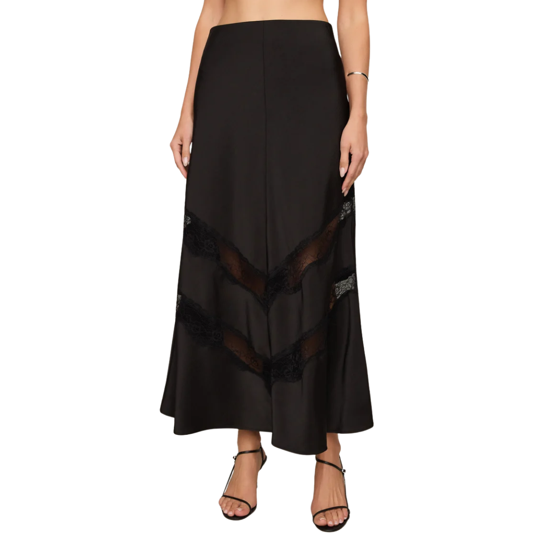 Kori Lace Midi Skirt in Black