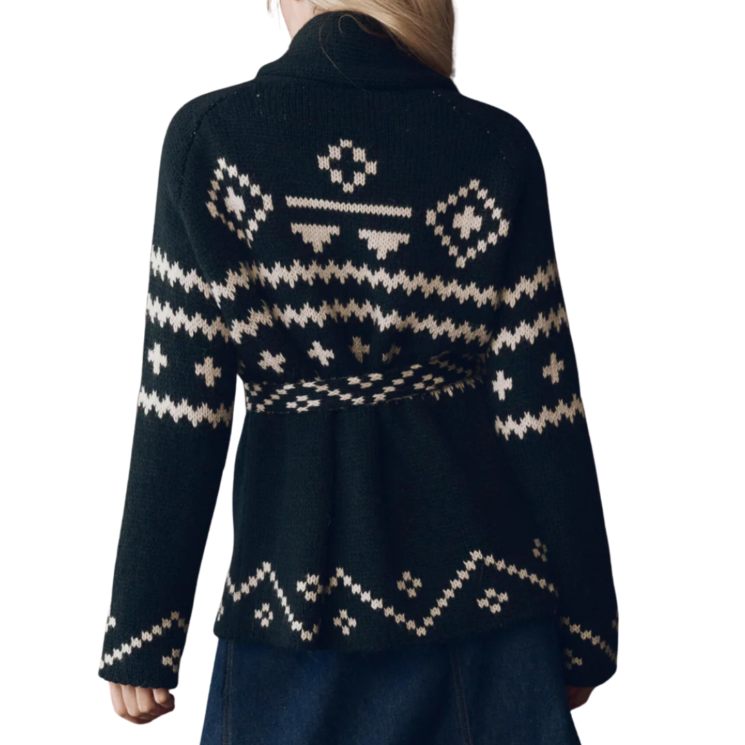 Reversible Shepherd Cardigan in Navy and Cream