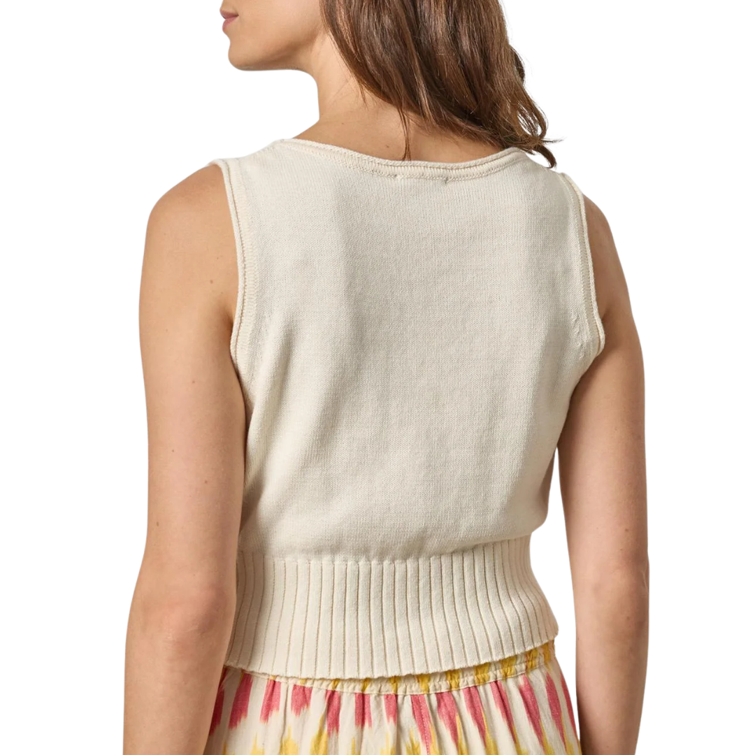 Cropped Scoop Tank Sweater in Off White