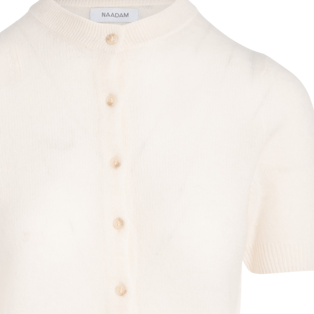 Coastal Cashmere S/S Cardigan in White