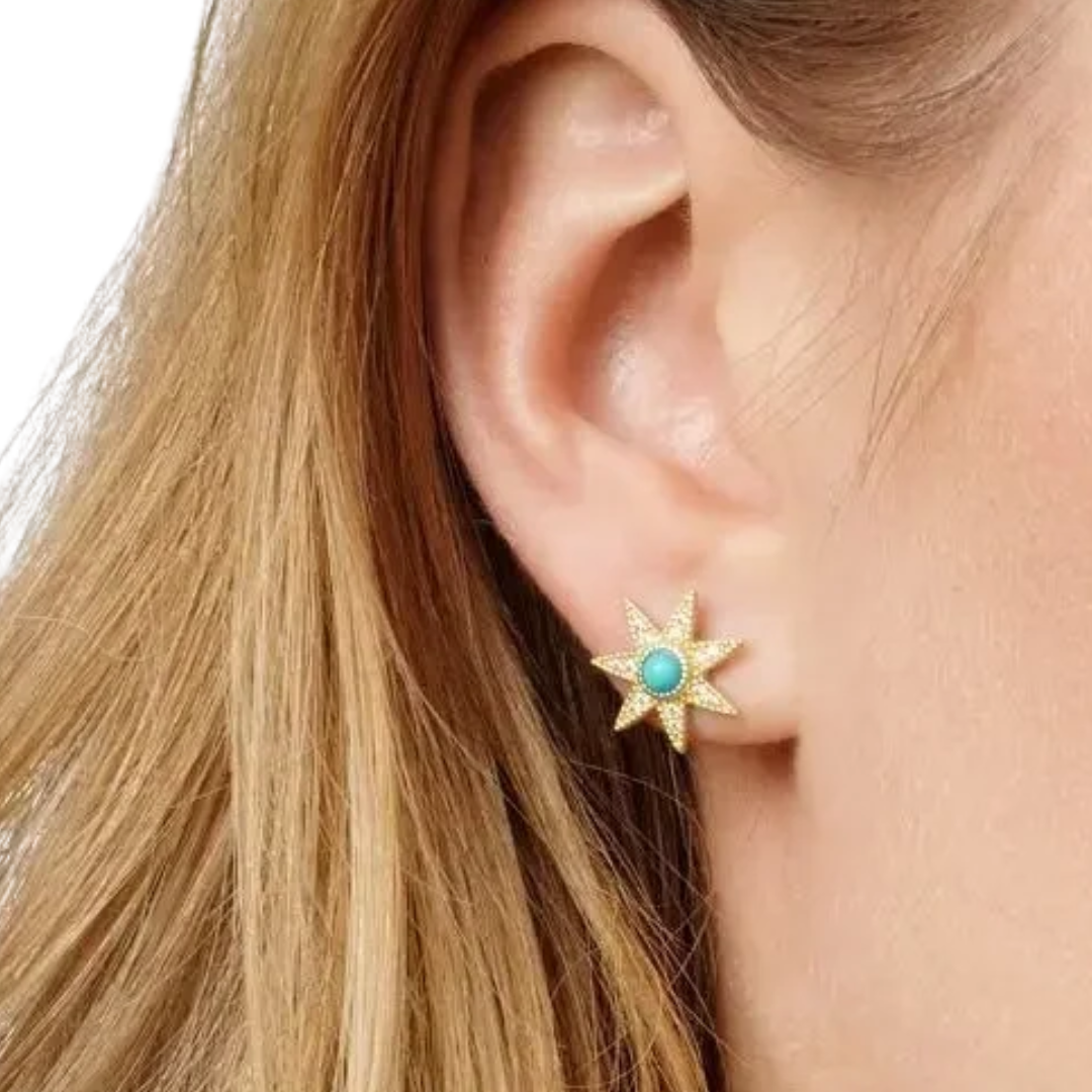 Celestial Stellular Studs in Gold & Turquoise