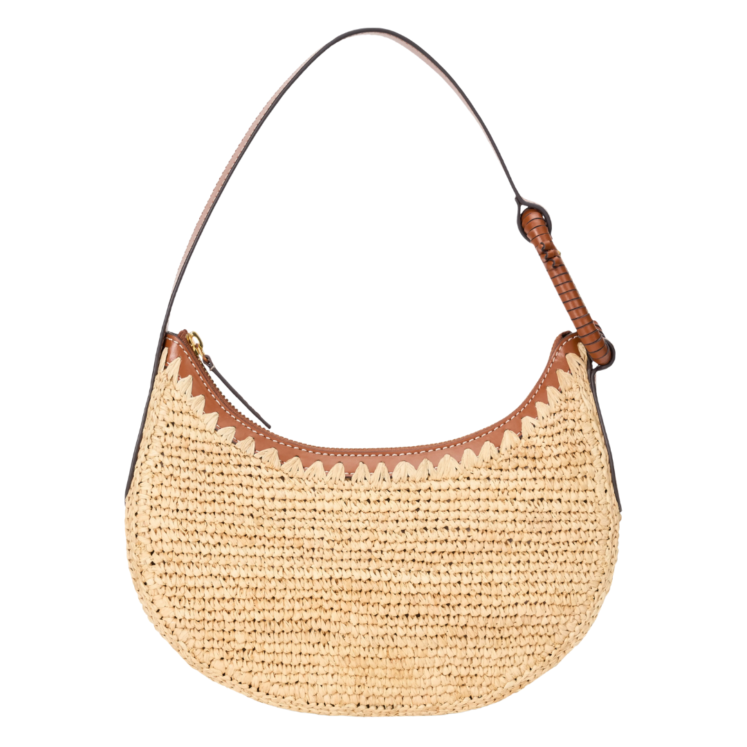 Alden Raffia Shoulder Bag in Natural/Tan