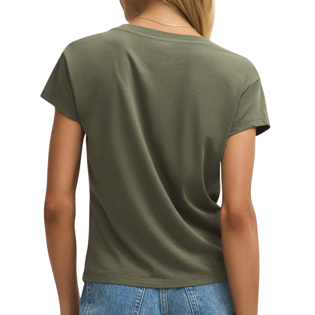 Modern V-Neck Tee in Tea Leaf
