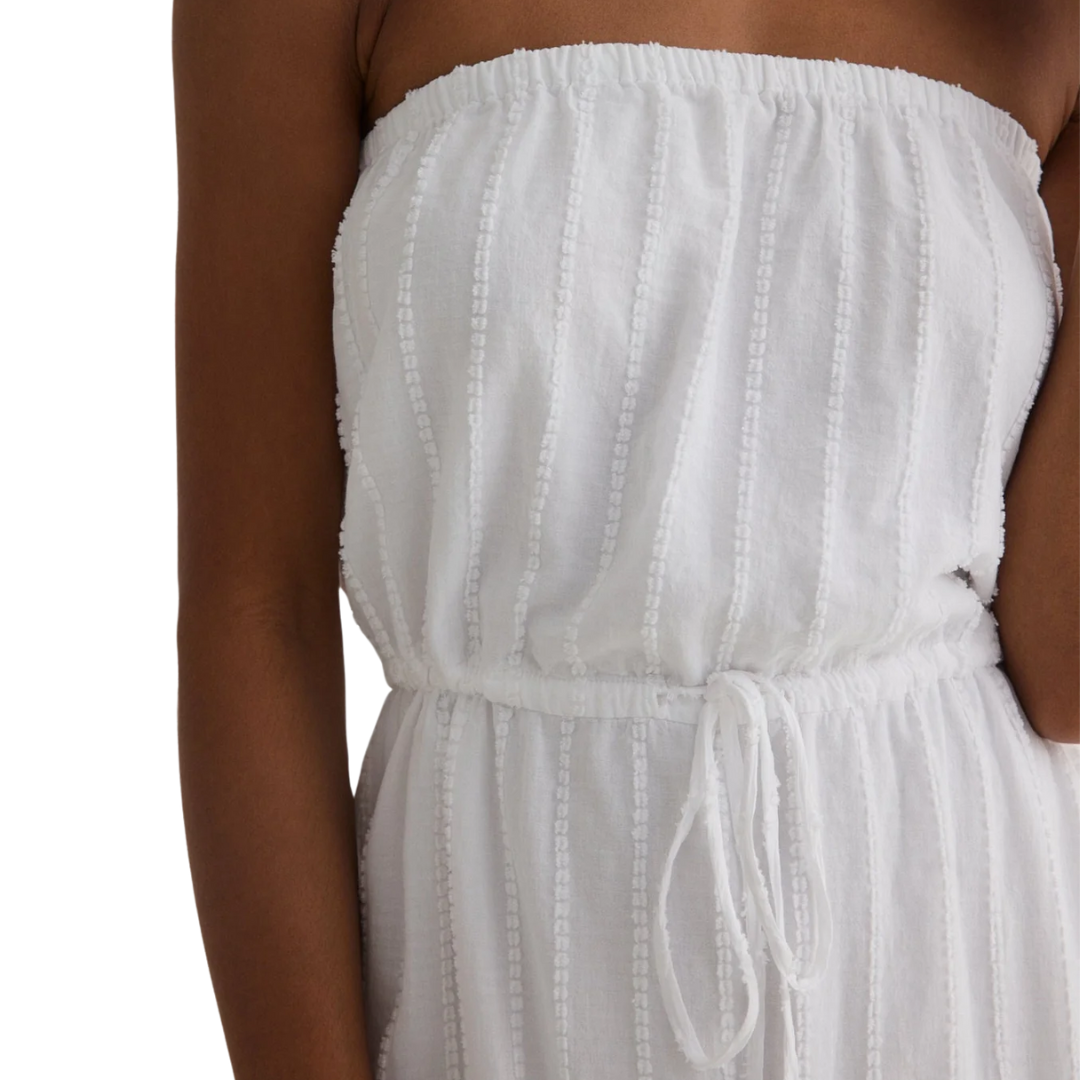 Ruffle Hem Midi Dress in White