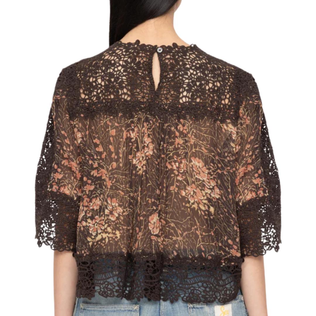 Luisa Print Top in Brown