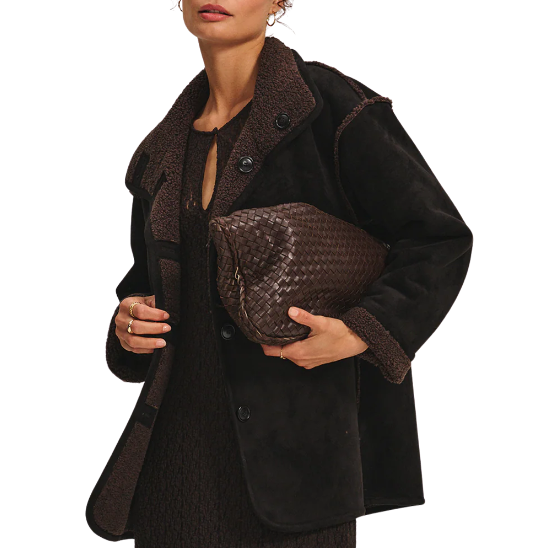Shona Reversible Sherpa Jacket in Espresso