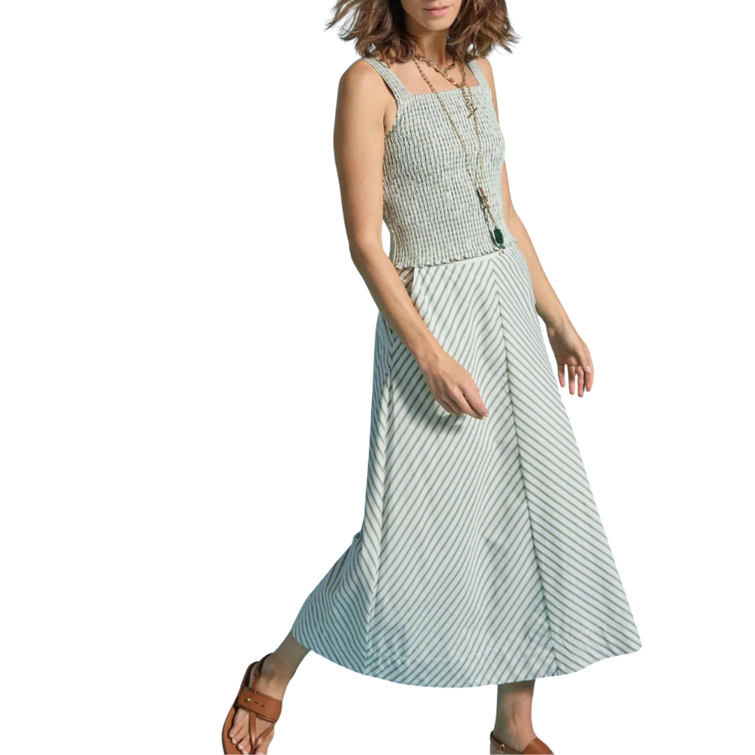 Striped Smocked Tank in Pool Stripe
