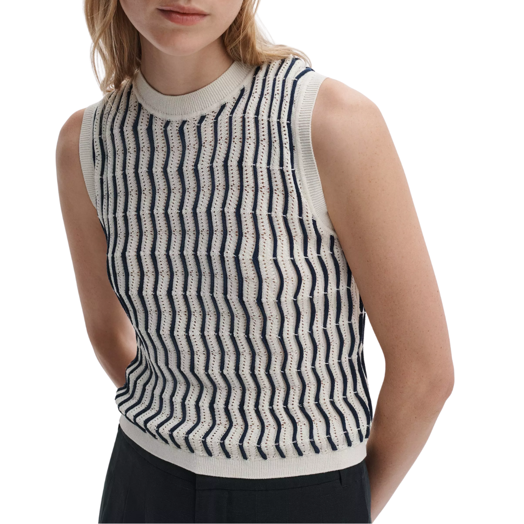 Leslie Striped Vest in Ivory