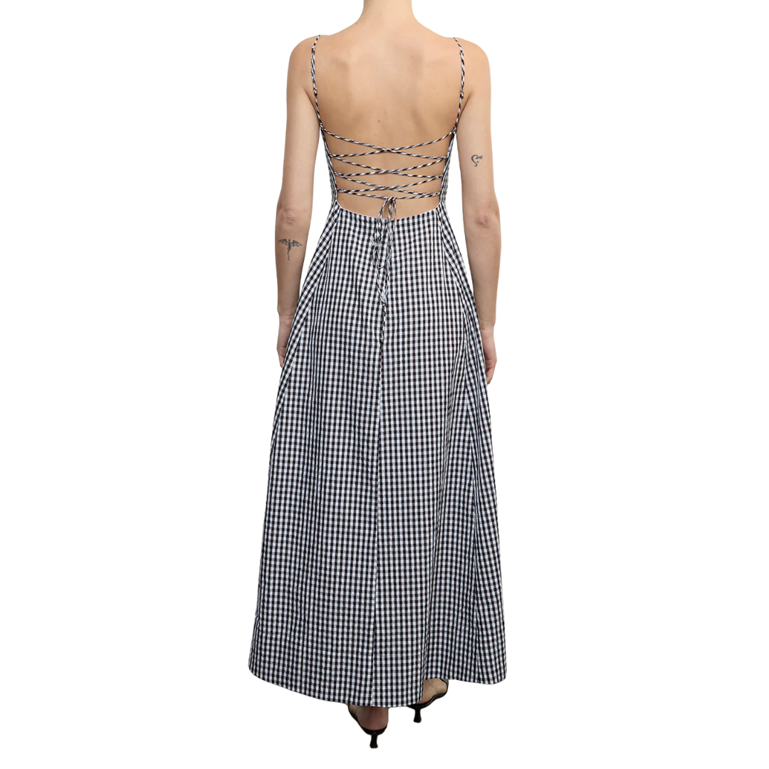 Textured Gingham Dress in Black