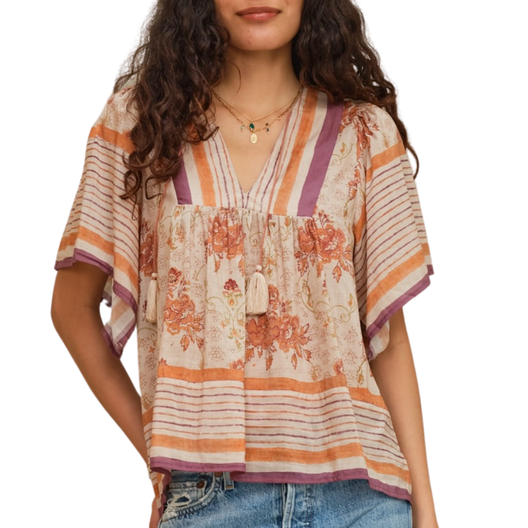 Aubrie Short Sleeve Top in Multi