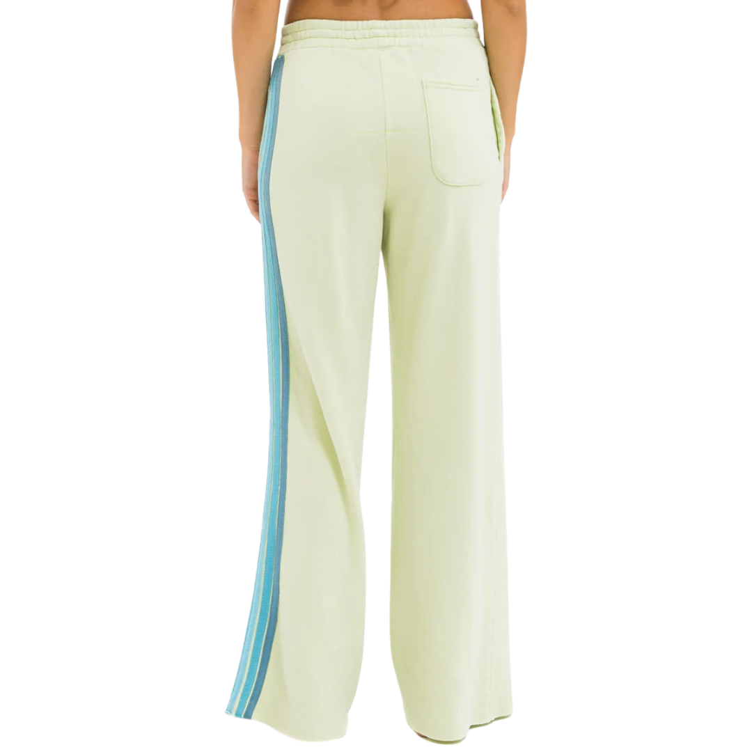 5 Stripe Wide Sweatpants in Lime Cream/Seafoam