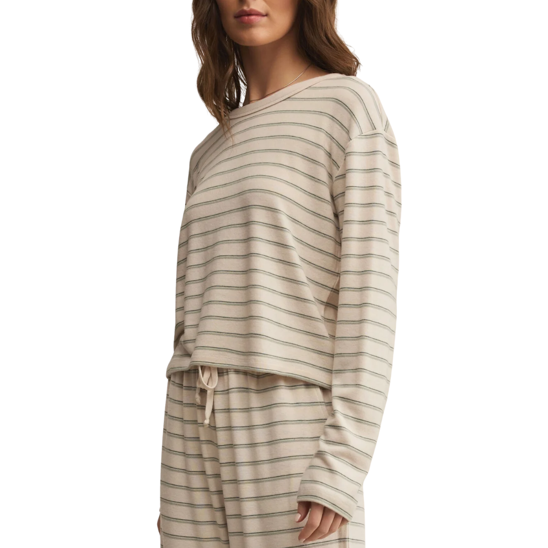 Laid Back Stripe Top in Hunter Green