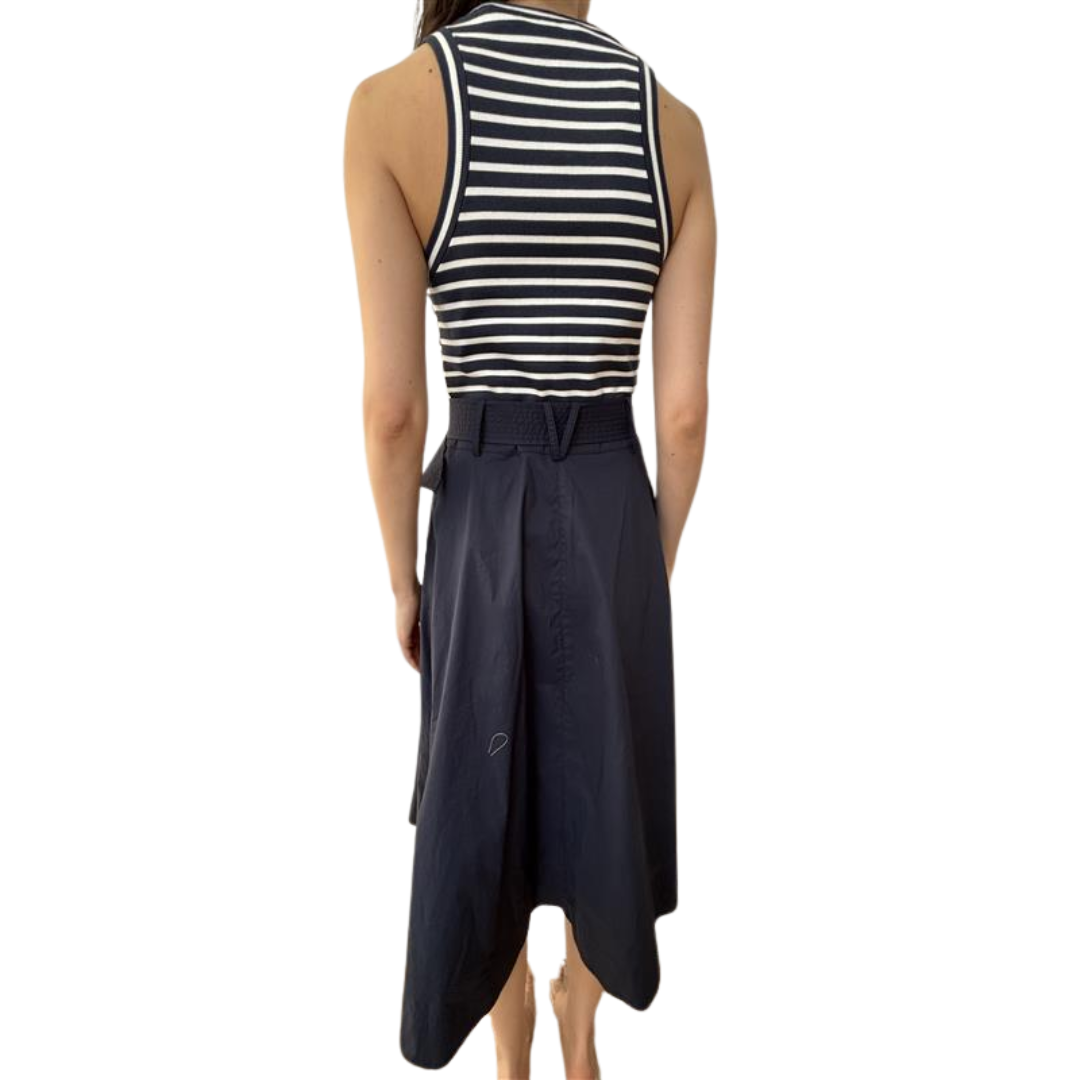 Jordyn Mixed Media Dress in Navy/White