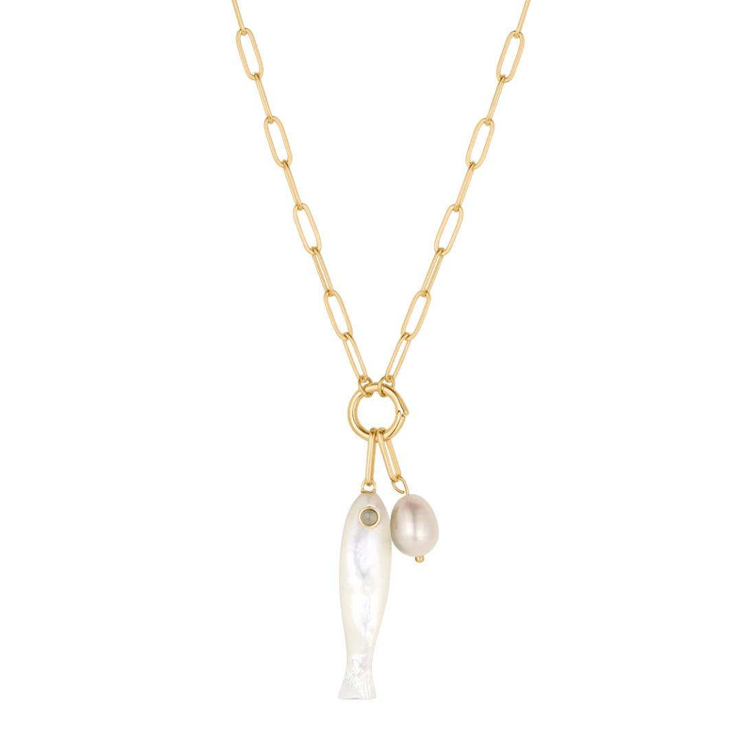 Fortuna Fish Colette Necklace in Mother Of Pearl
