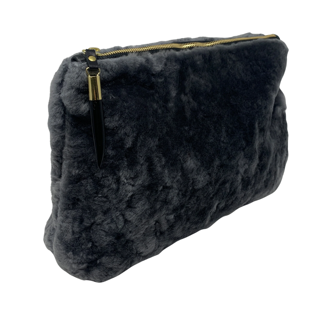 Shearling Clutch in Stone