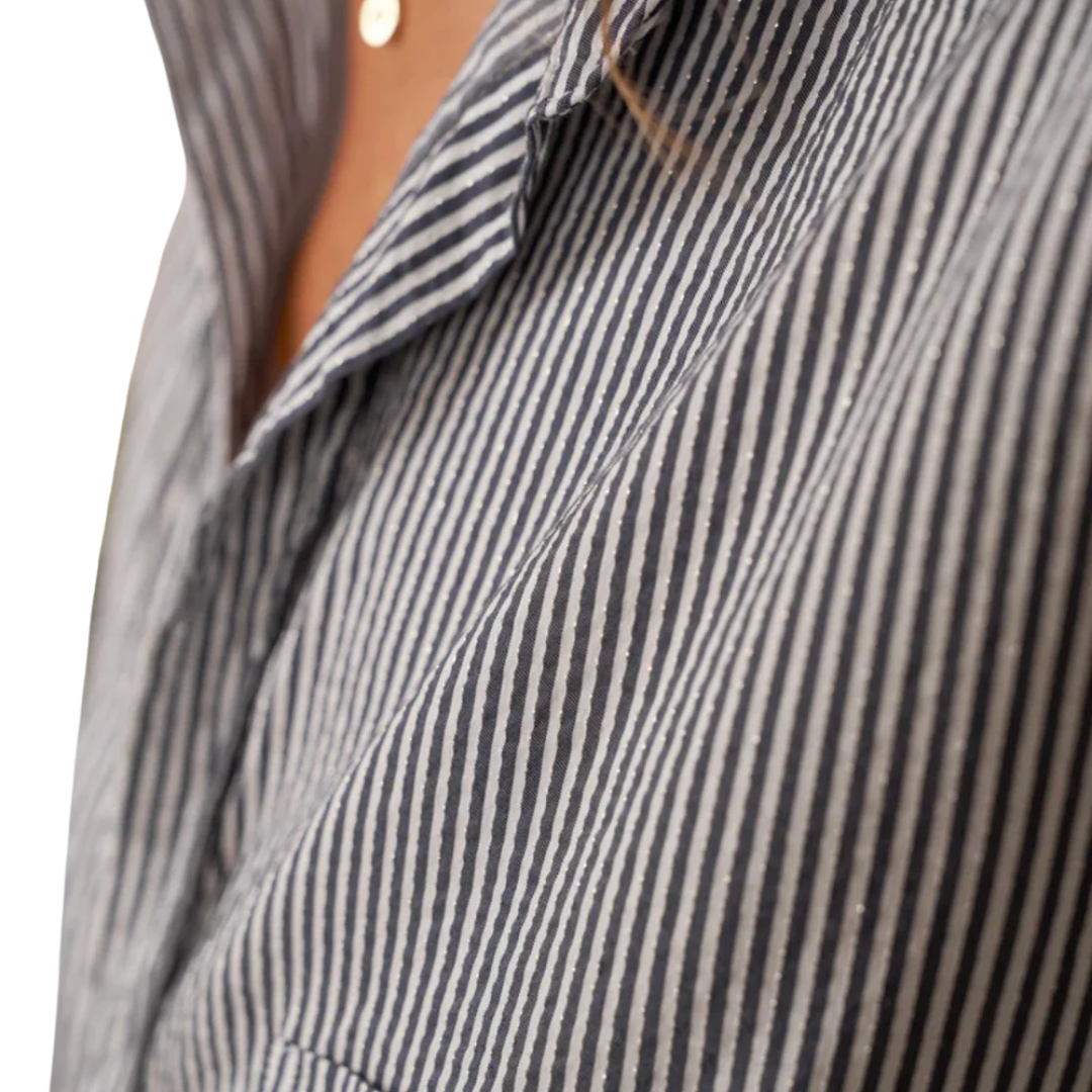 Eileen in Blue, White, Silver Stripe