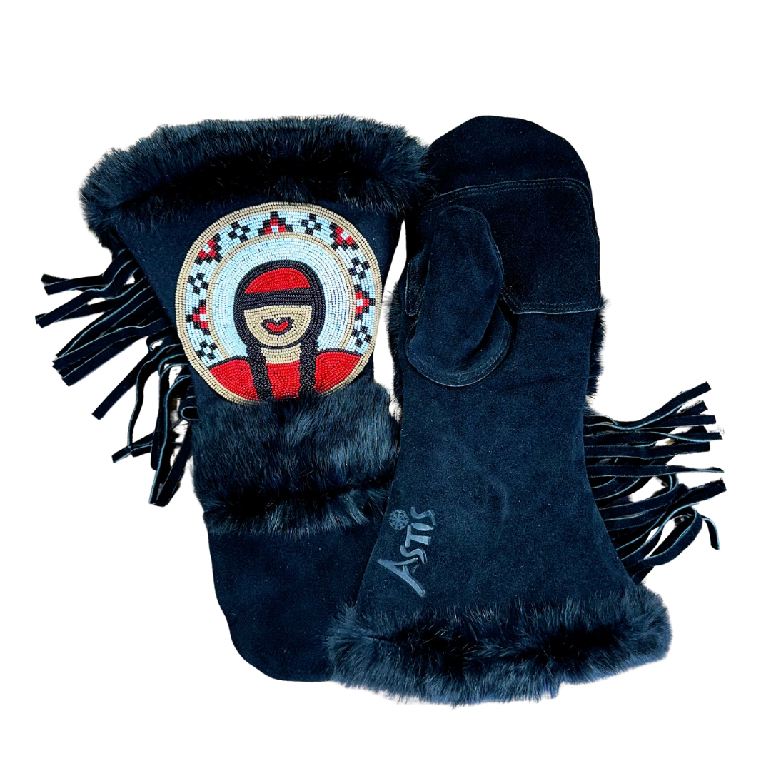 Sings Alone Mittens in Black