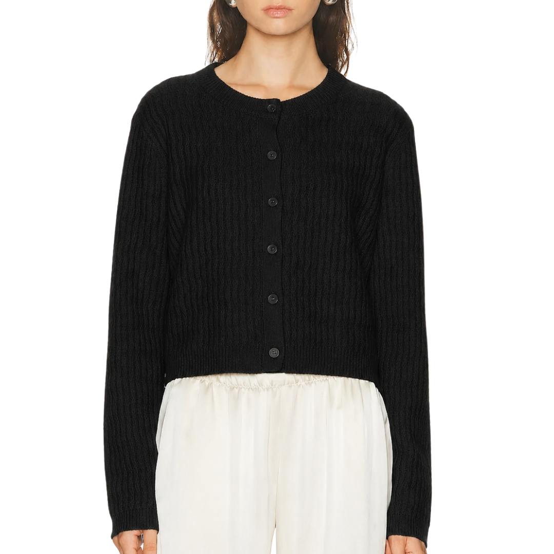 Ash B Cable Knit Cardigan in Black