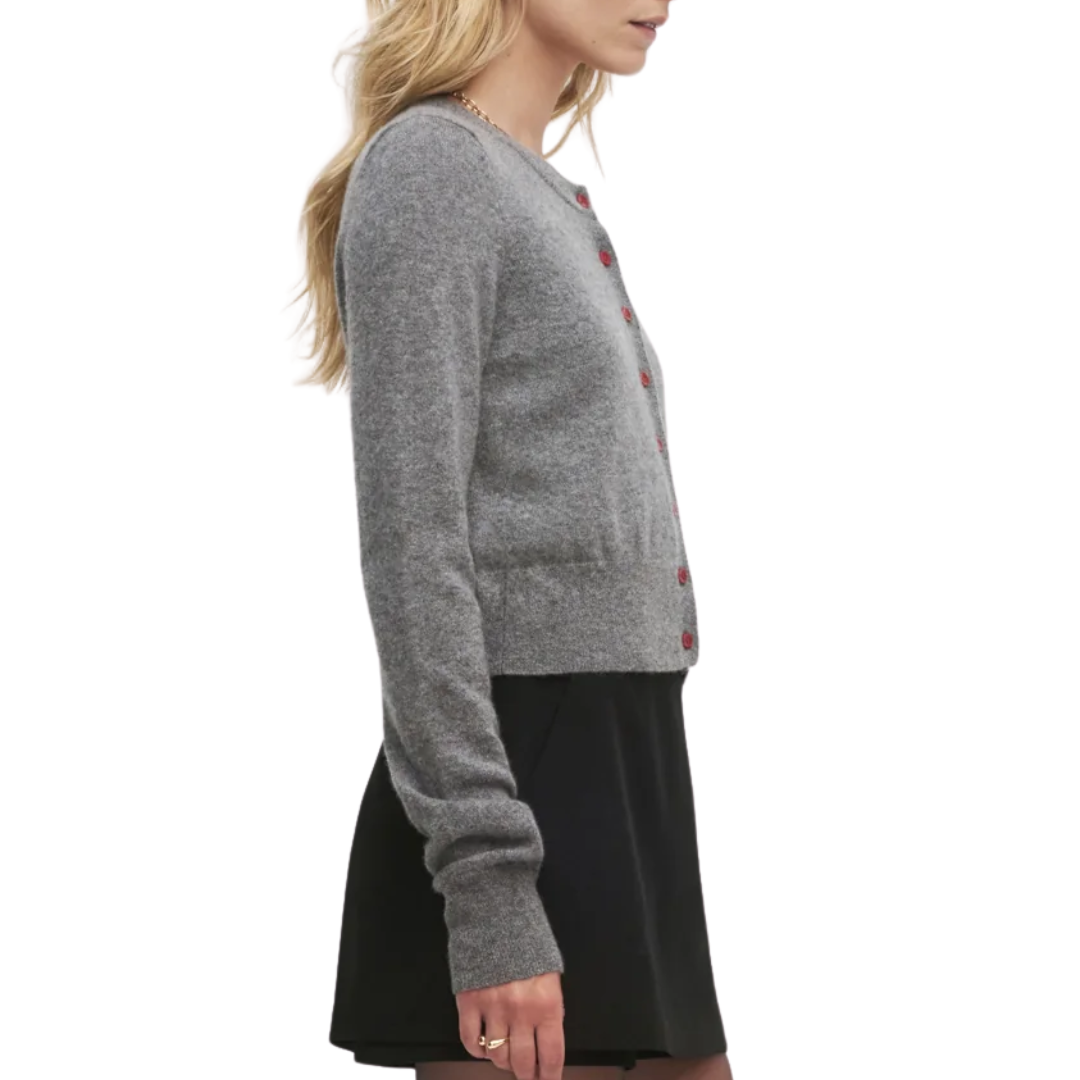 Cropped Rebecca Cardigan in Dark Charcoal Grey