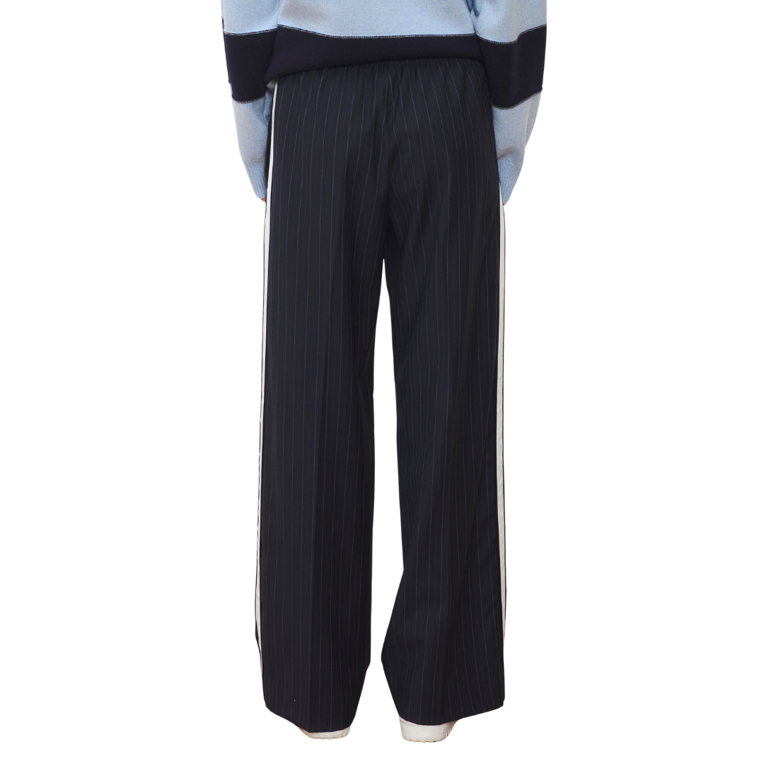The Chaplin Trouser in Midnight Pinstripe