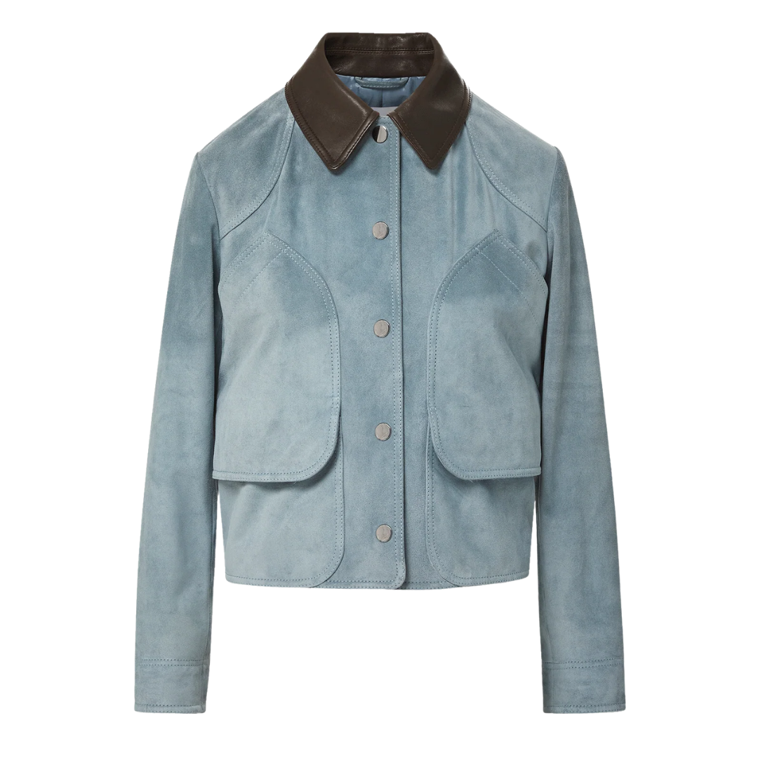Walters Suede Jacket in Blue Steel