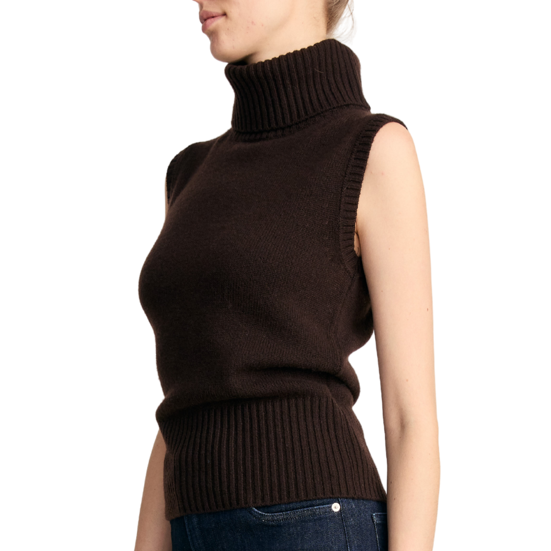 Mazzy Cashmere Sleeveless Sweater in Espresso