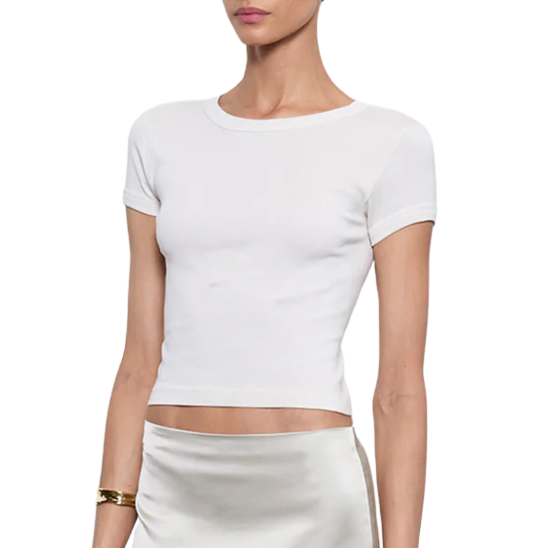 Supima Baby Cropped Tee in Pearl Grey