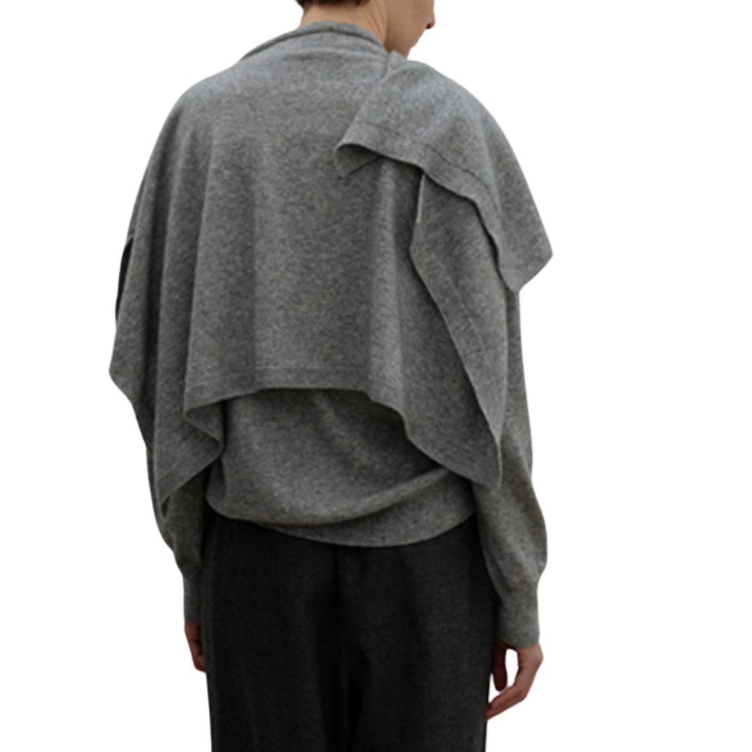 Cashmere Blend Neck Cape in Grey