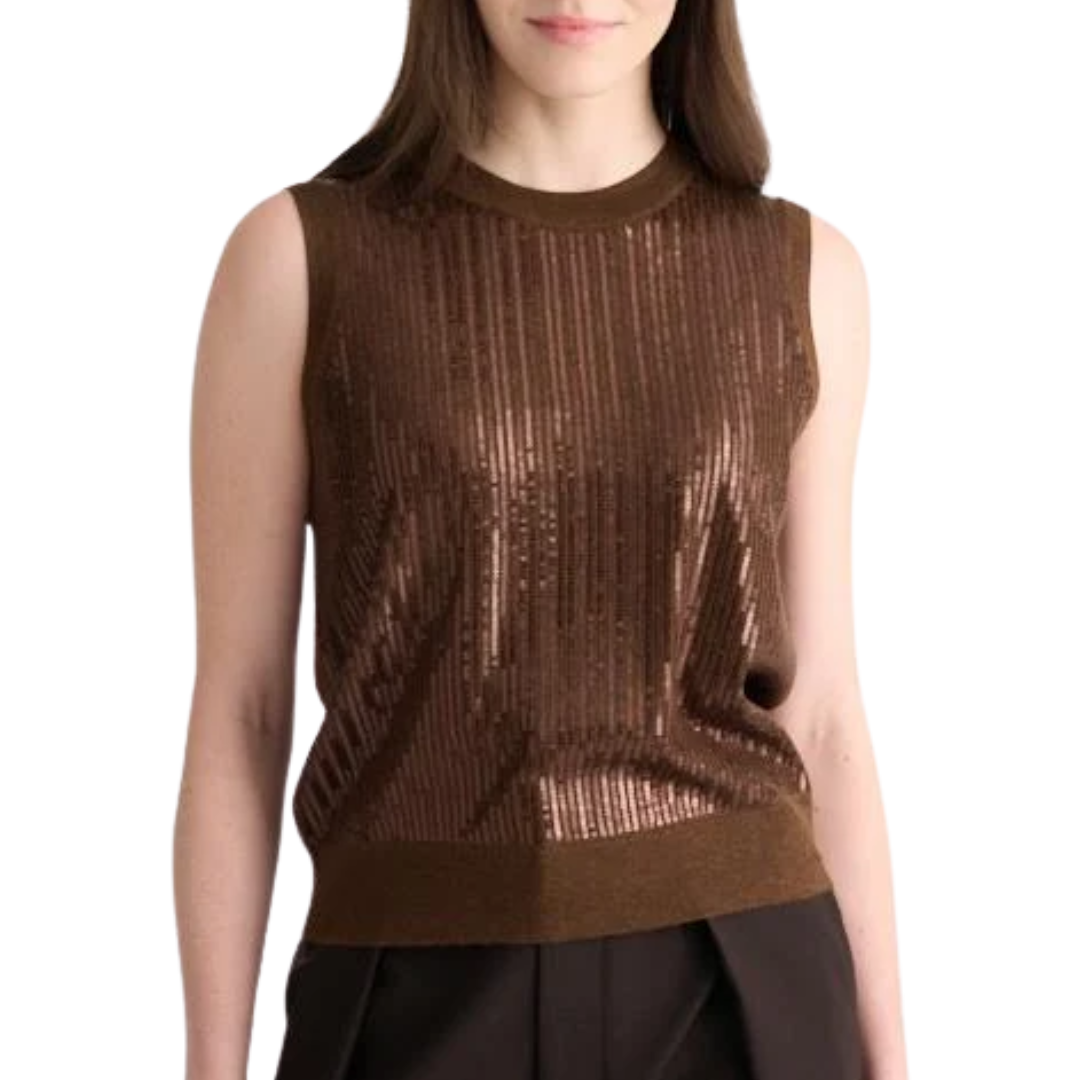 Sequin Party Tank in Chocolate