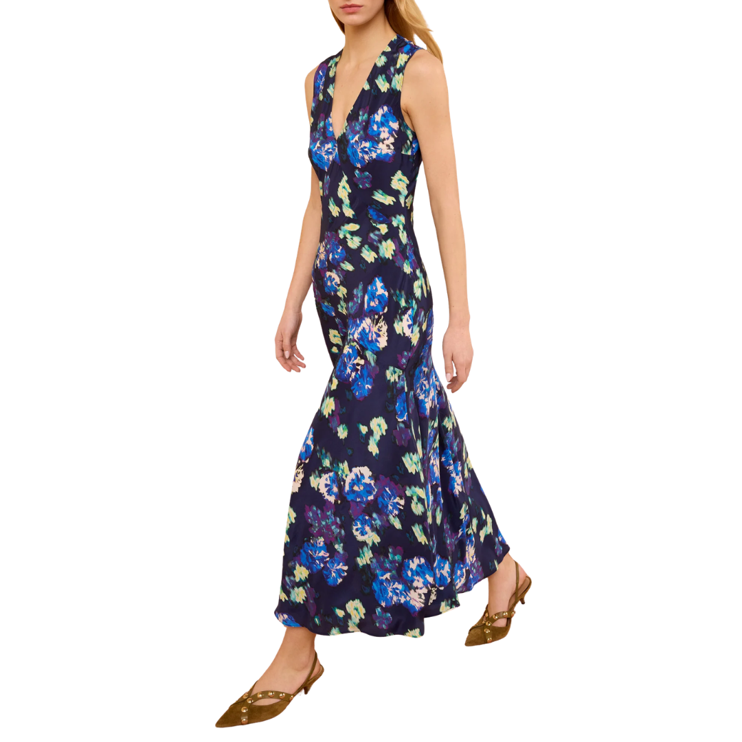 Elowen Silk Dress in Evening Bloom