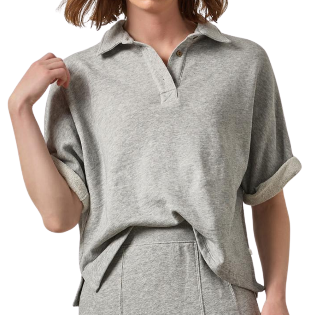 Oversized Terry Polo in Heather Grey