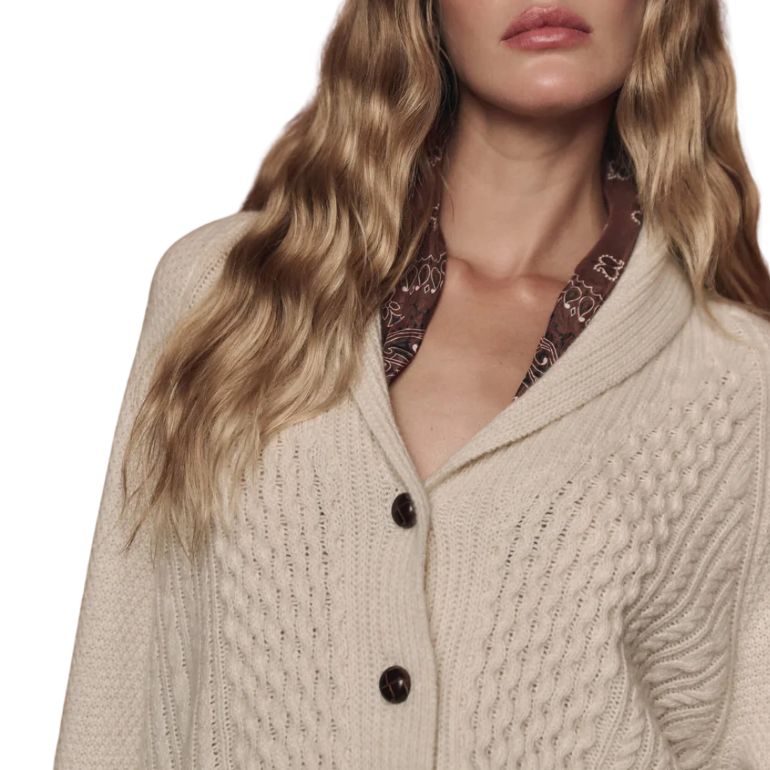 The Cashmere Cable Lodge Cardigan in Cream