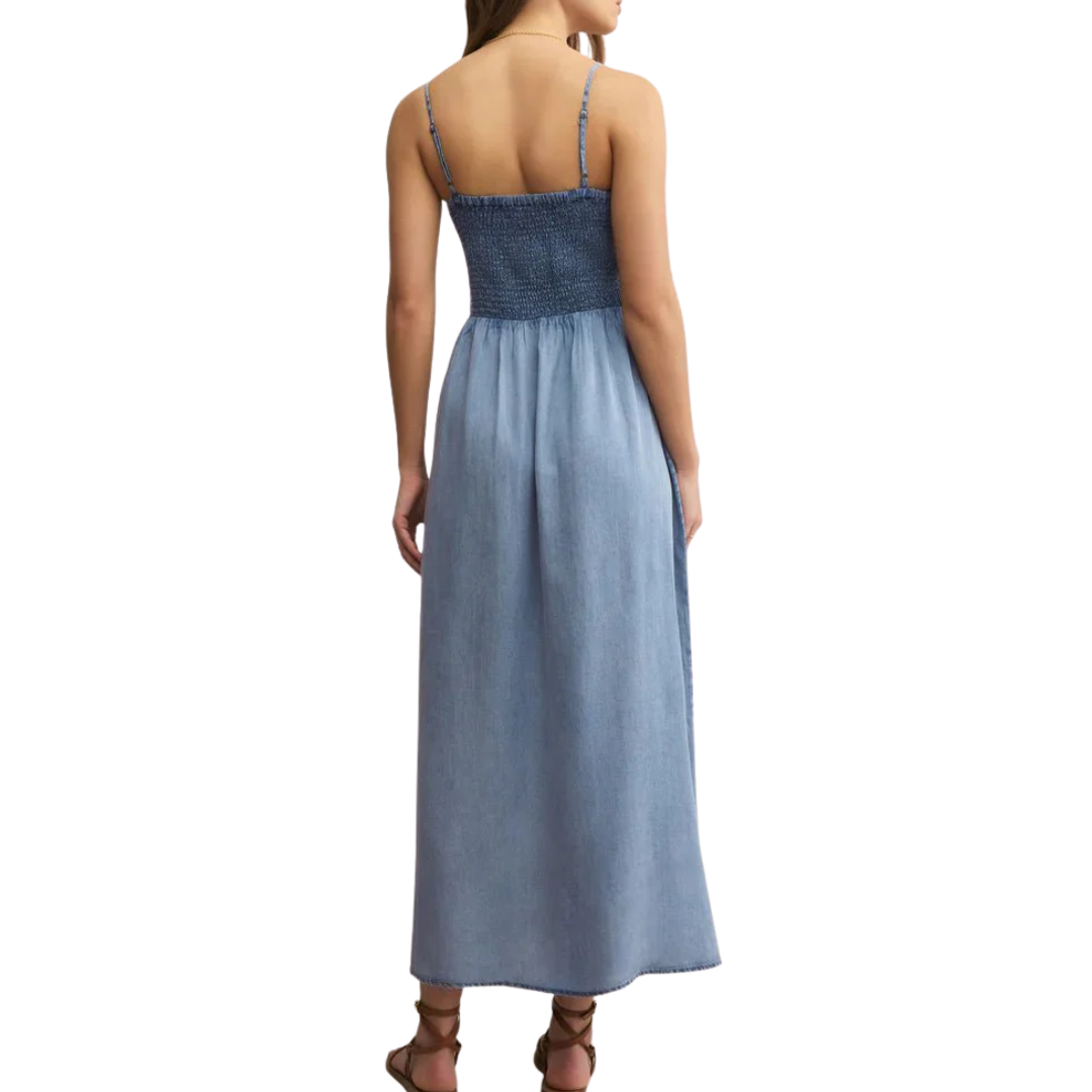 Bayside Chambray Maxi Dress in Medium Chambray