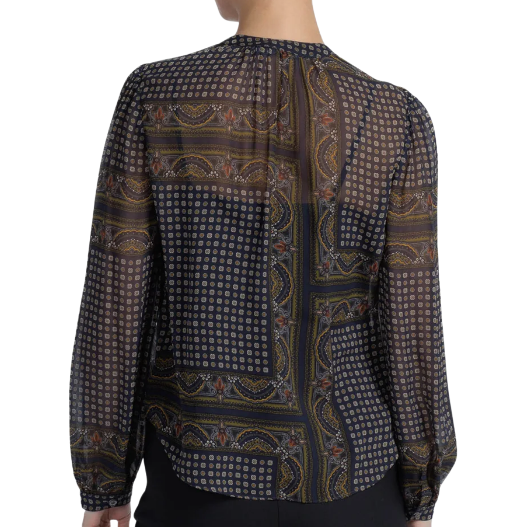 Ashlynn Silk Blouse in Heritage Navy Multi