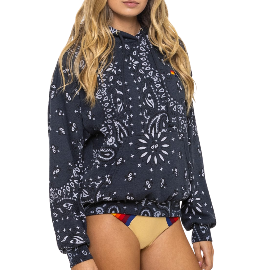 Bandana Relaxed Pullover Hoodie in Charcoal