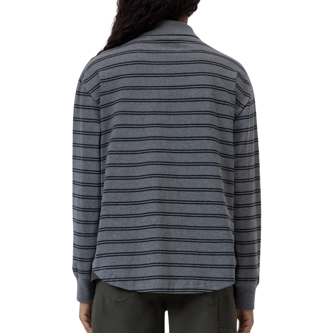 Polo Top With Wrap Detail in Dark Grey Melange
