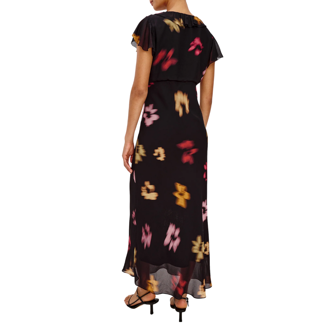 Neela Dress in Onyx Blurred Floral