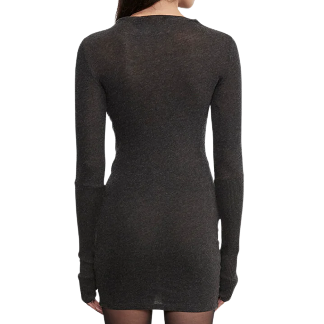 Cashmere Twist Dress in Charcoal