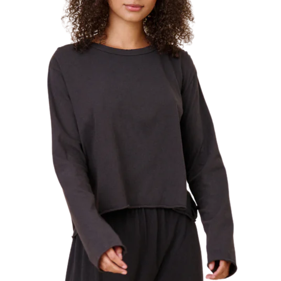 The Long Sleeve Crop Tee in Almost Black