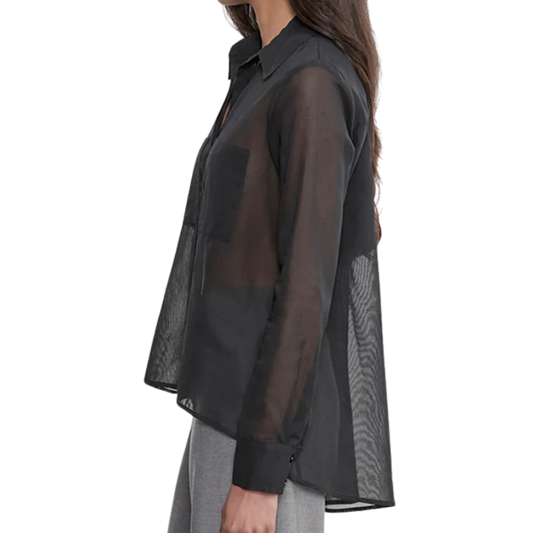 Cotton Organza Shirt in Black