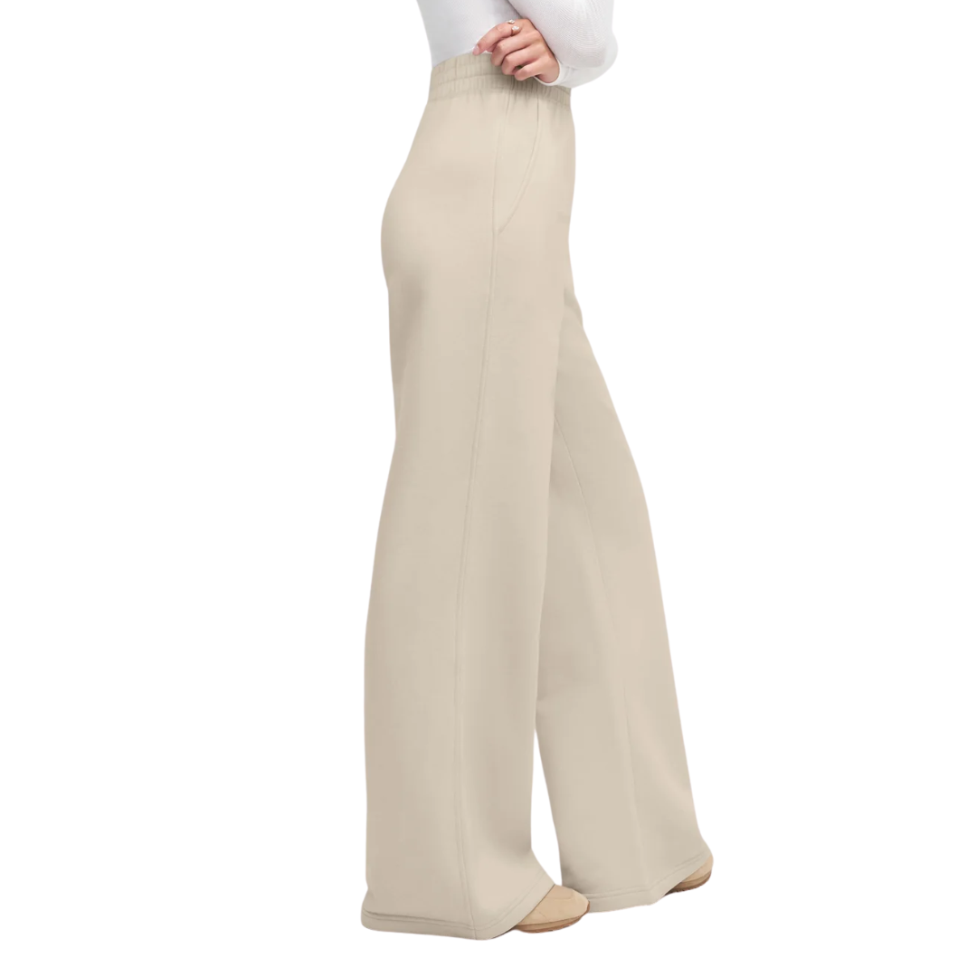 Embroidered Wide Leg in Stone Dijon