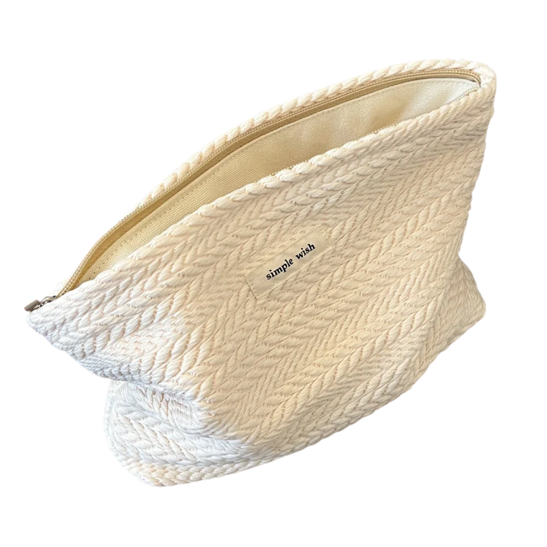 Solid Color Portable Make Up Bag in White