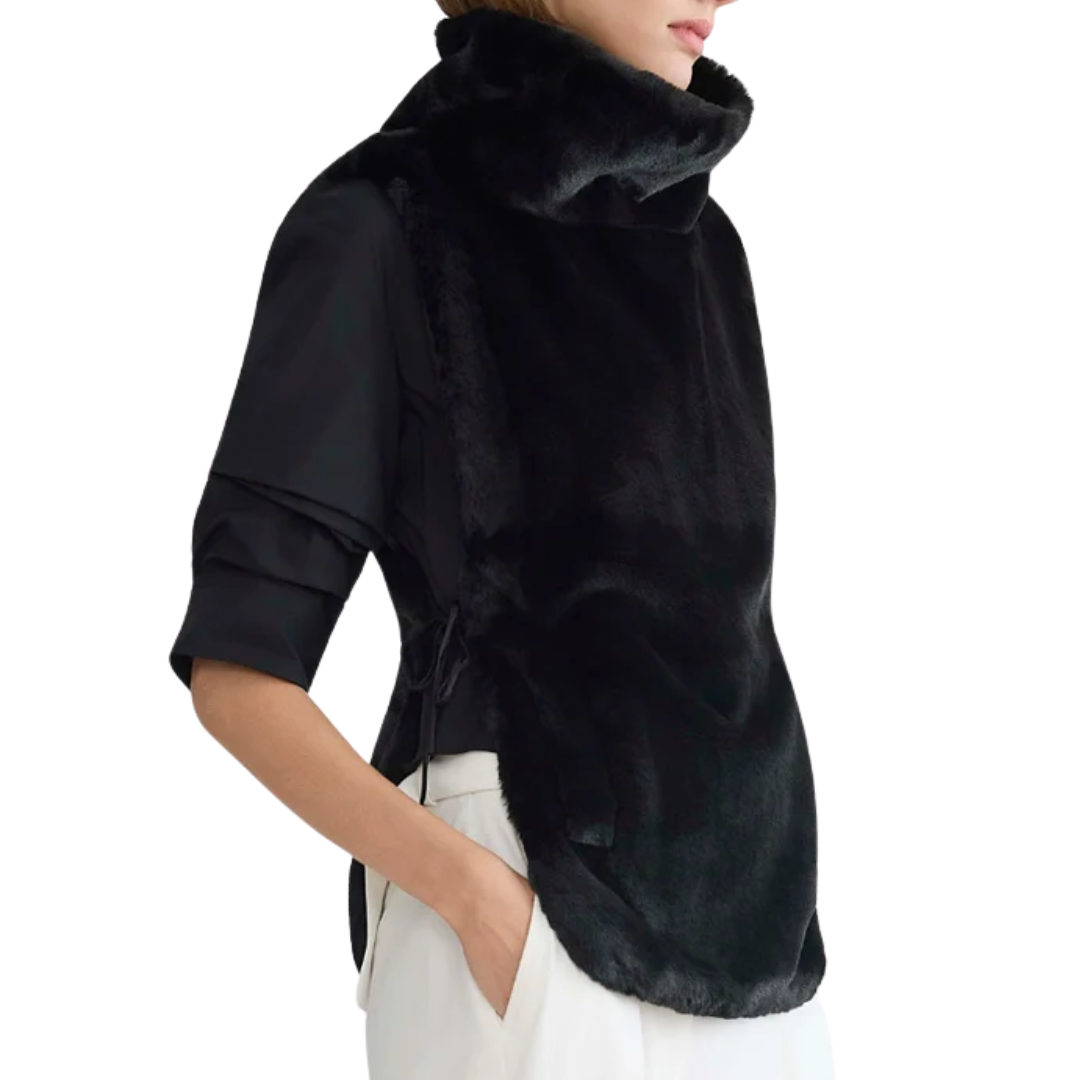 Furry Slip-On Faux Fur Dickey in Black