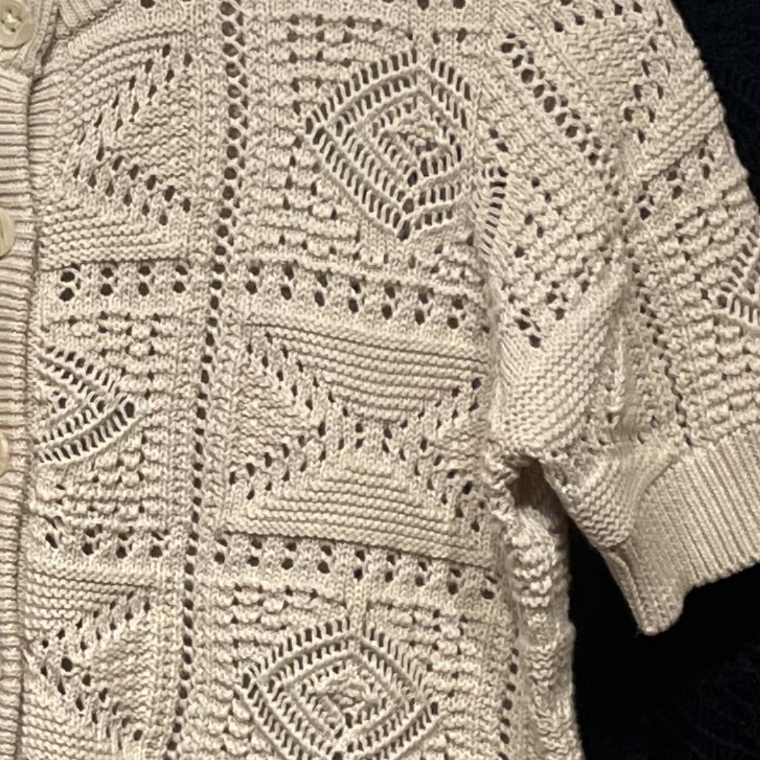 S/S Tile Stitch Cardigan in Natural